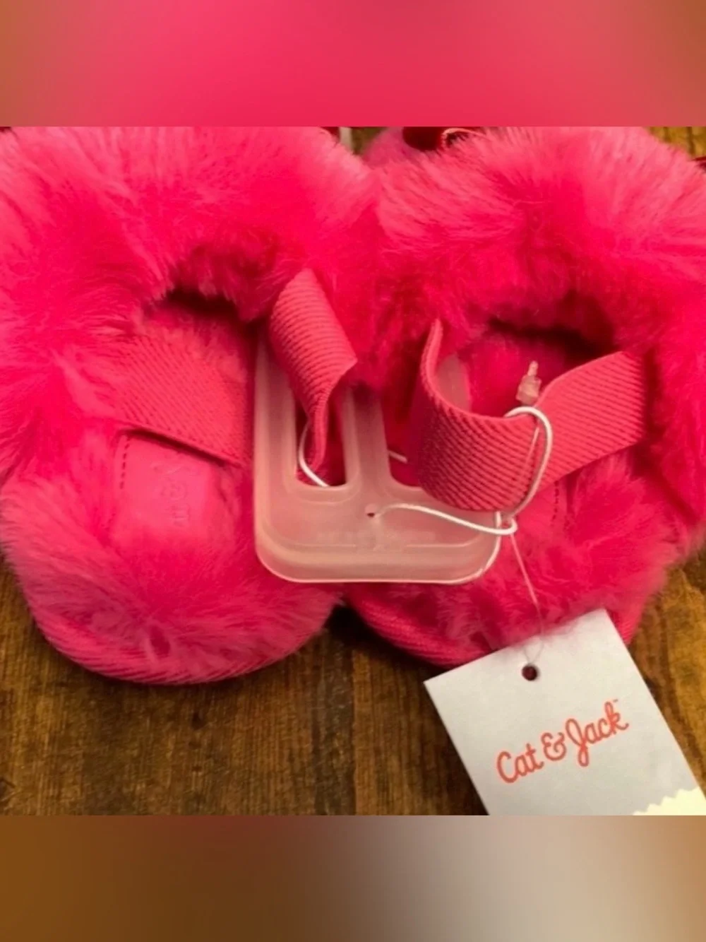 Toddler Adler Plush Scuff Slippers - Cat & Jack™ Pink Toddler Size 5T-6T New